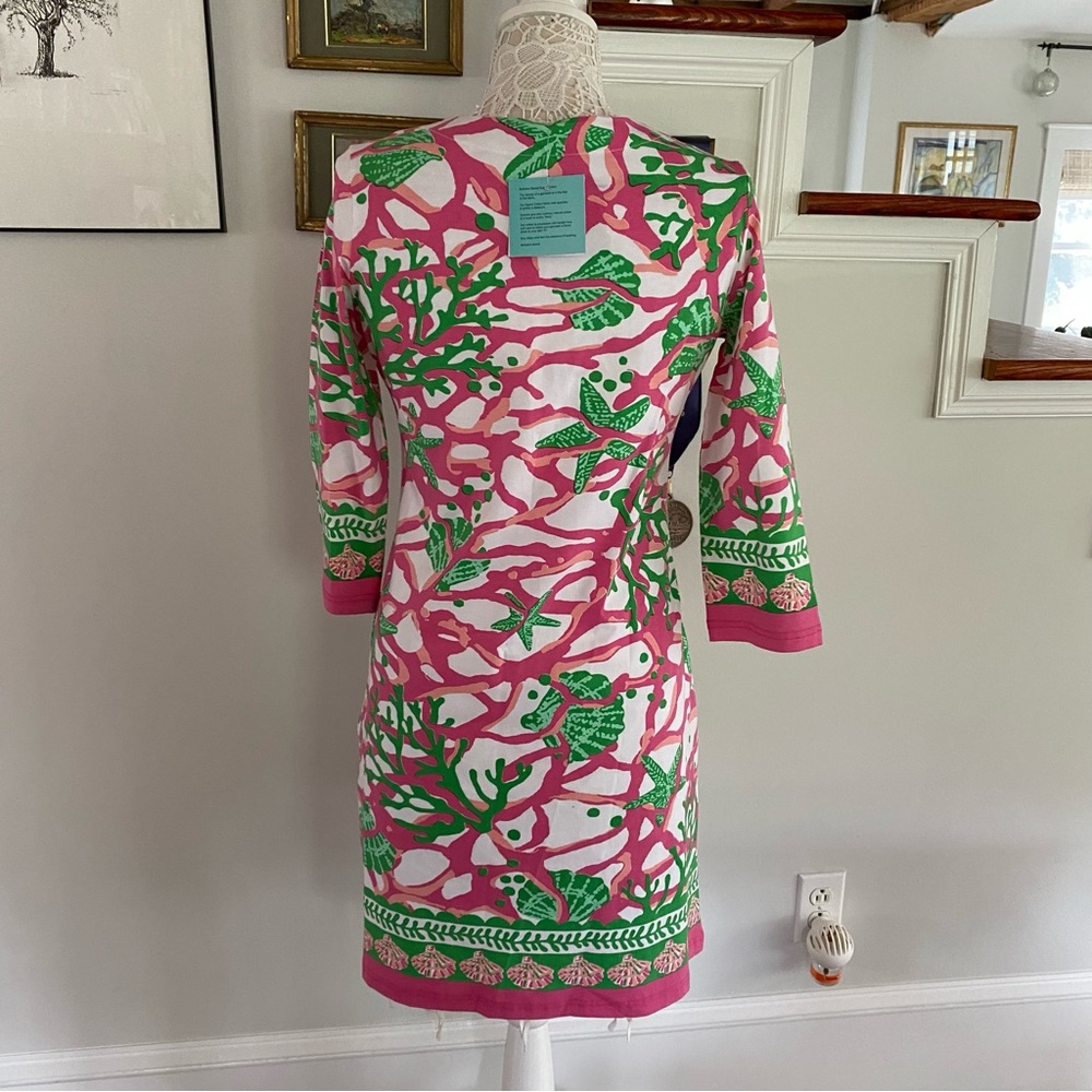 BARBARA GERWIT NWT 3/4 Sleeve Knit Dress Vneck M - Picture 2 of 5